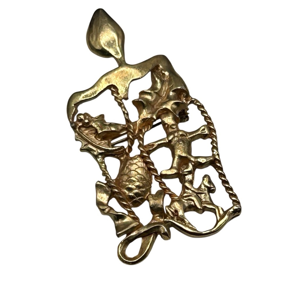 Vintage Raffine Christmas Candle Figural Brooch